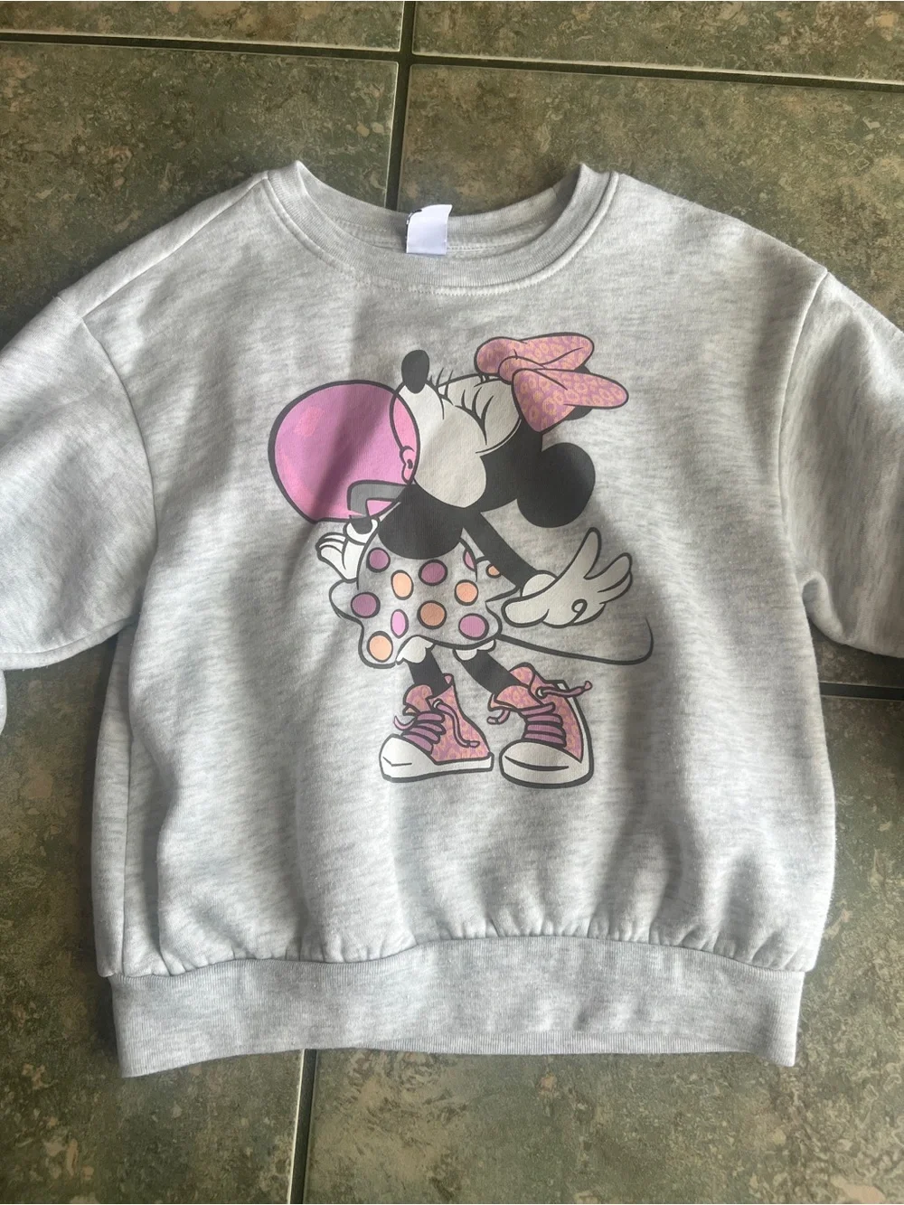 Disney Gray Sweatshirt with Pink-Accent Minnie Mouse Graphic